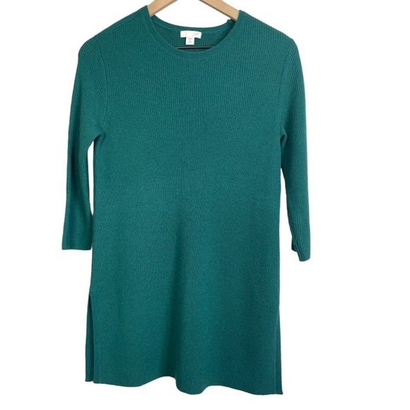 J. Jill Petite Women’s 3/4 Sleeve Teal Wool Blend Sweater - Picture 1 of 3